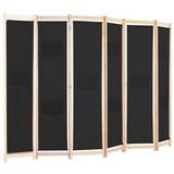 vidaXL 6-Panel Room Divider Black 94.5"x66.9"x1.6" Fabric - WhatYouNeedSales