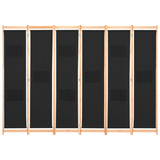 vidaXL 6-Panel Room Divider Black 94.5"x66.9"x1.6" Fabric - WhatYouNeedSales