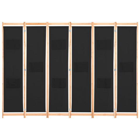 vidaXL 6-Panel Room Divider Black 94.5"x66.9"x1.6" Fabric - WhatYouNeedSales