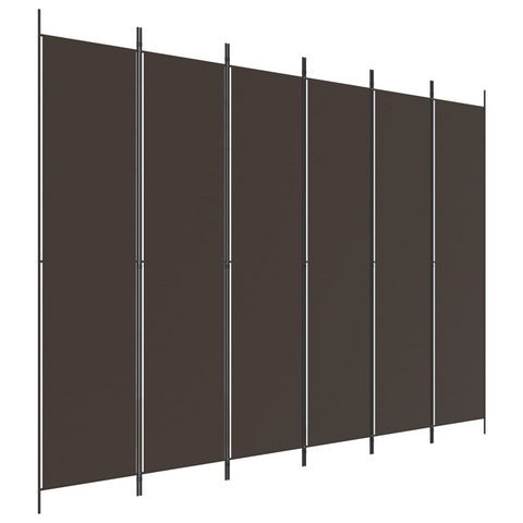 vidaXL 6-Panel Room Divider Brown 118.1"x86.6" Fabric - WhatYouNeedSales