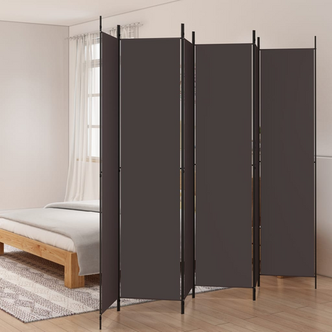 vidaXL 6-Panel Room Divider Brown 118.1"x86.6" Fabric - WhatYouNeedSales