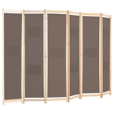 vidaXL 6-Panel Room Divider Brown 94.5"x66.9"x1.6" Fabric - WhatYouNeedSales