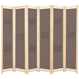 vidaXL 6-Panel Room Divider Brown 94.5"x66.9"x1.6" Fabric - WhatYouNeedSales