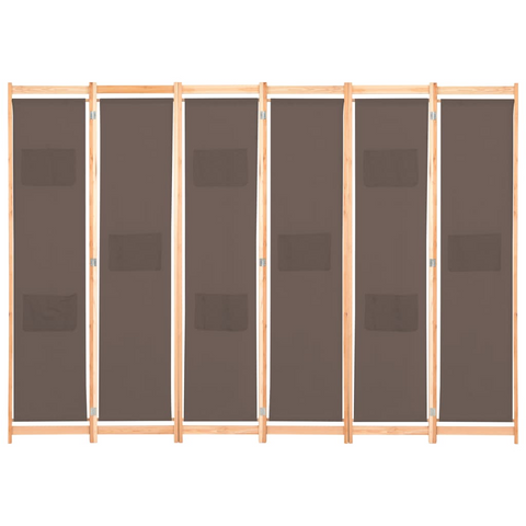 vidaXL 6-Panel Room Divider Brown 94.5"x66.9"x1.6" Fabric - WhatYouNeedSales