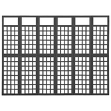 vidaXL 6-Panel Room Divider/Trellis Solid Fir Wood Black 95.5"x70.9" - WhatYouNeedSales