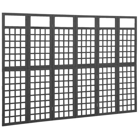 vidaXL 6-Panel Room Divider/Trellis Solid Fir Wood Black 95.5"x70.9" - WhatYouNeedSales