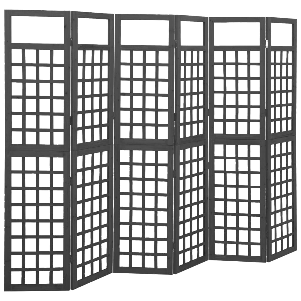 vidaXL 6-Panel Room Divider/Trellis Solid Fir Wood Black 95.5"x70.9" - WhatYouNeedSales