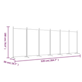 vidaXL 6-Panel Room Divider White 204.7"x70.9" Fabric - WhatYouNeedSales