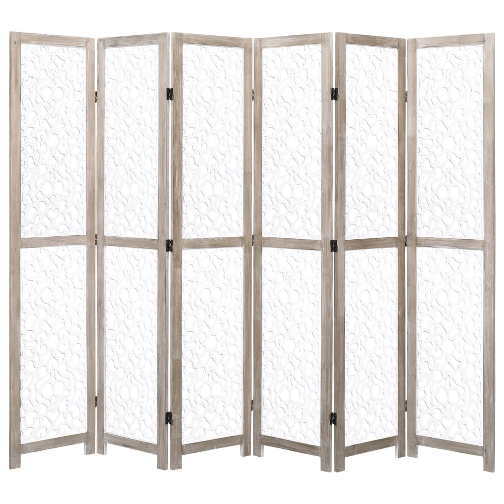 vidaXL 6-Panel Room Divider White 82.7"x65" Solid Wood - WhatYouNeedSales