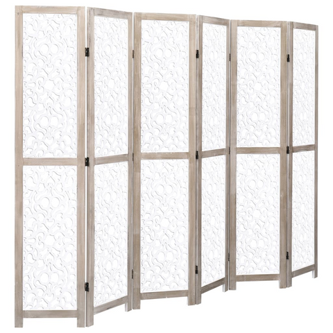 vidaXL 6-Panel Room Divider White 82.7"x65" Solid Wood - WhatYouNeedSales