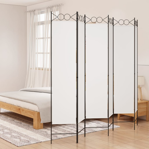 vidaXL 6-Panel Room Divider White 94.5"x78.7" Fabric - WhatYouNeedSales