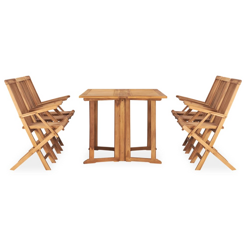 vidaXL 7 Piece Folding Patio Dining Set Solid Teak Wood