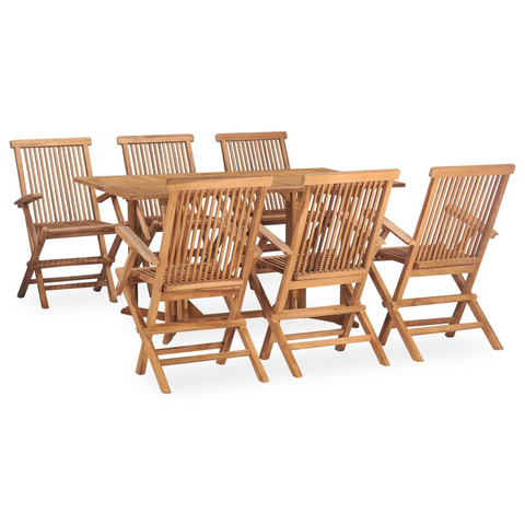 vidaXL 7 Piece Folding Patio Dining Set Solid Teak Wood