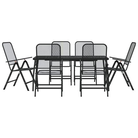 vidaXL 7 Piece Patio Dining Set Anthracite Metal Mesh