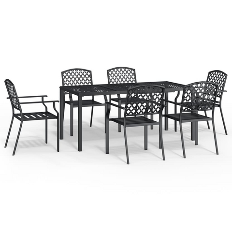 vidaXL 7 Piece Patio Dining Set Anthracite Steel