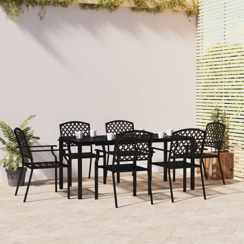 vidaXL 7 Piece Patio Dining Set Anthracite Steel