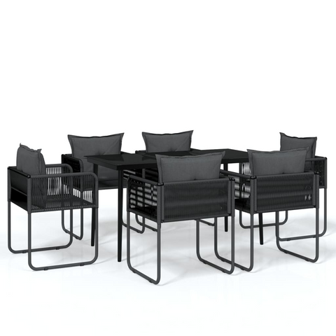 vidaXL 7 Piece Patio Dining Set Black - Black