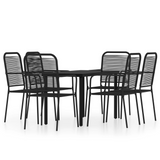 vidaXL 7 Piece Patio Dining Set Black - Elegant Design