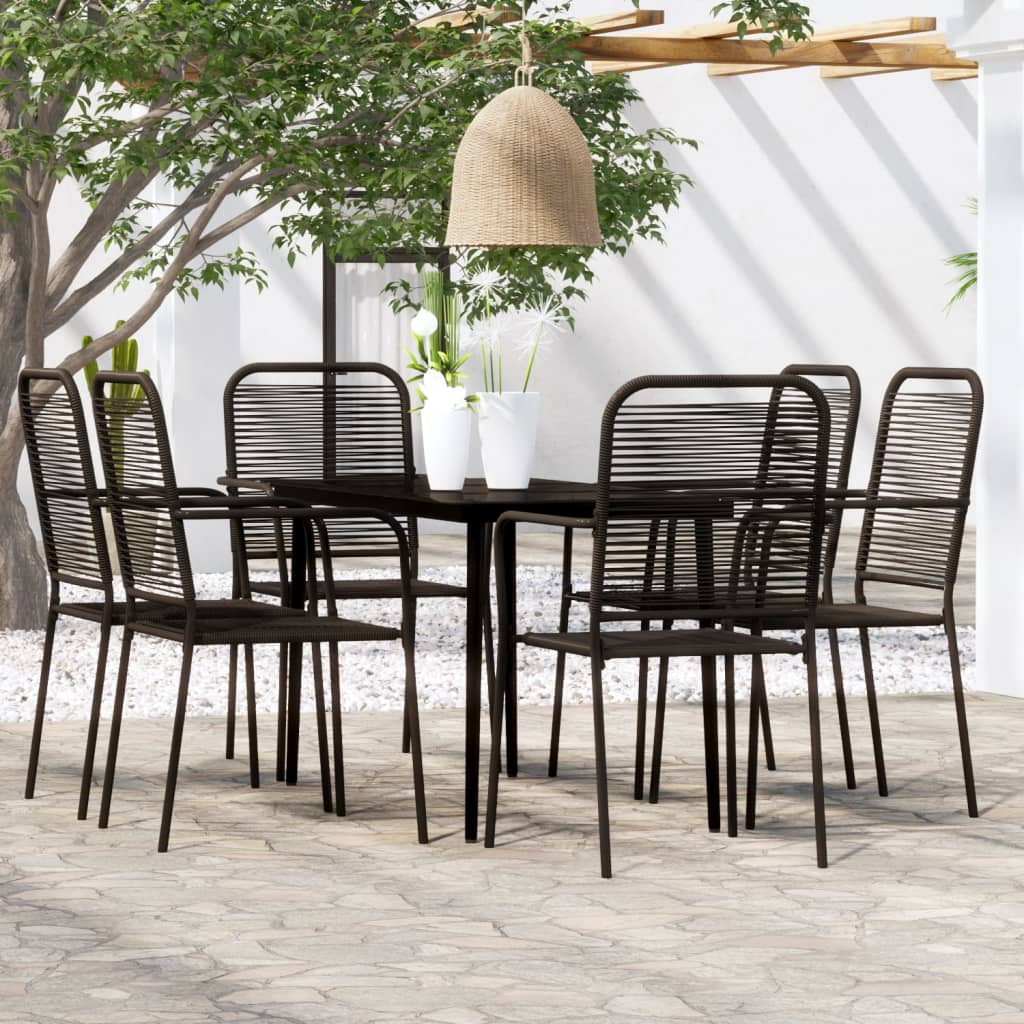 vidaXL 7 Piece Patio Dining Set Black - Elegant Design