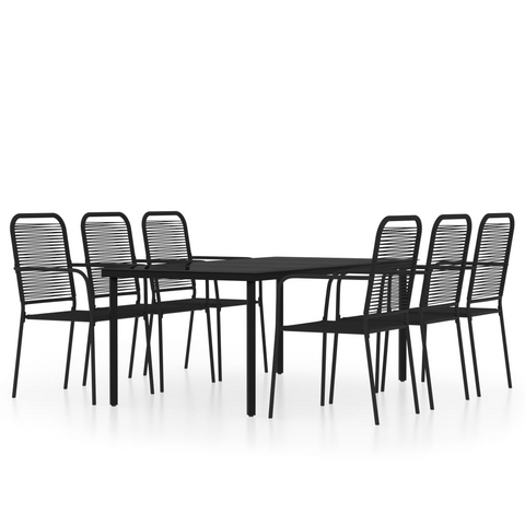 vidaXL 7 Piece Patio Dining Set Black - Elegant Outdoor