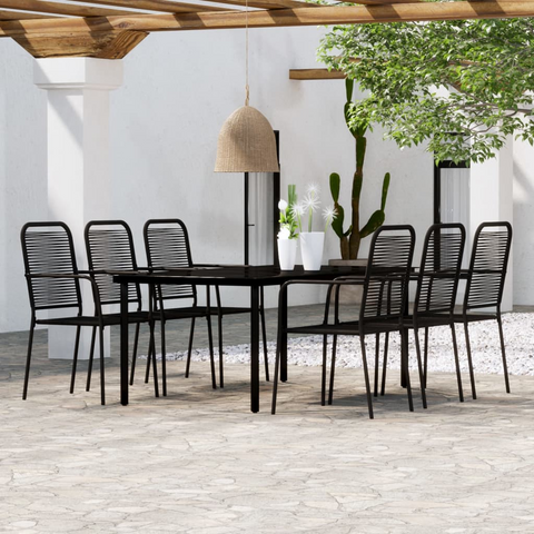 vidaXL 7 Piece Patio Dining Set Black - Elegant Outdoor