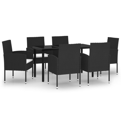 vidaXL 7 Piece Patio Dining Set Black - Elegant Outdoor