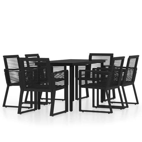 vidaXL 7 Piece Patio Dining Set Black - Outdoor Furniture