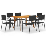 vidaXL 7 Piece Patio Dining Set Black - Outdoor Furniture