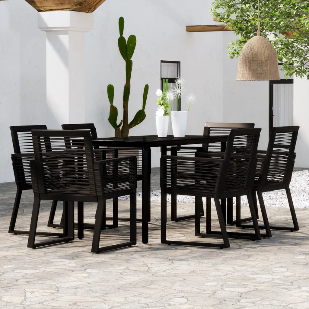 vidaXL 7 Piece Patio Dining Set Black - Outdoor Furniture