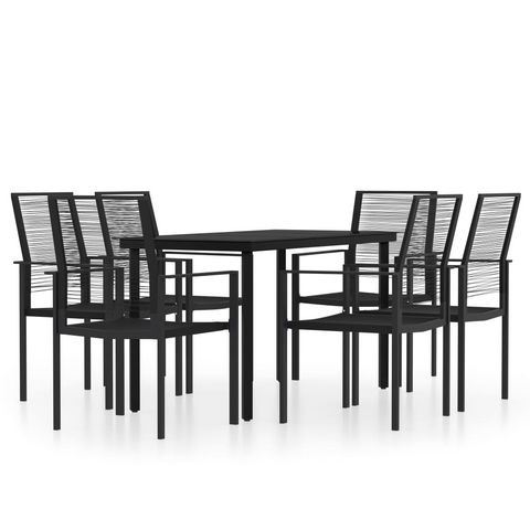 vidaXL 7 Piece Patio Dining Set Black - Outdoor Furniture