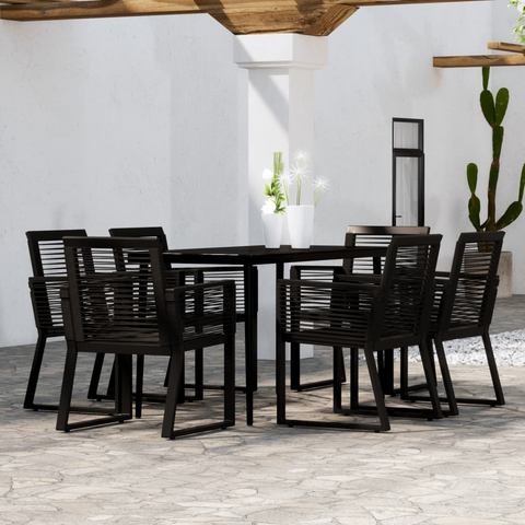 vidaXL 7 Piece Patio Dining Set Black - Outdoor Furniture