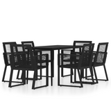 vidaXL 7 Piece Patio Dining Set Black - Outdoor Furniture