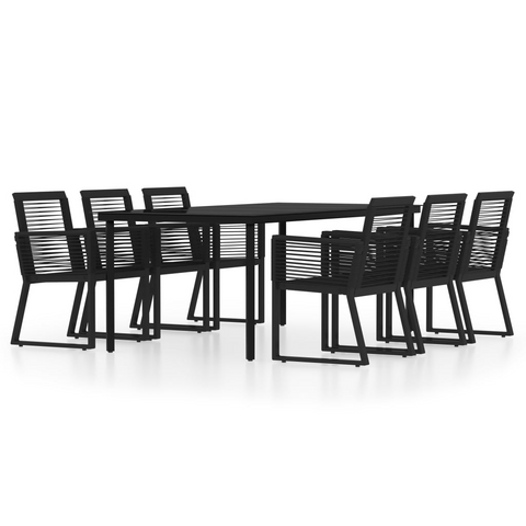 vidaXL 7 Piece Patio Dining Set Black - Outdoor Furniture