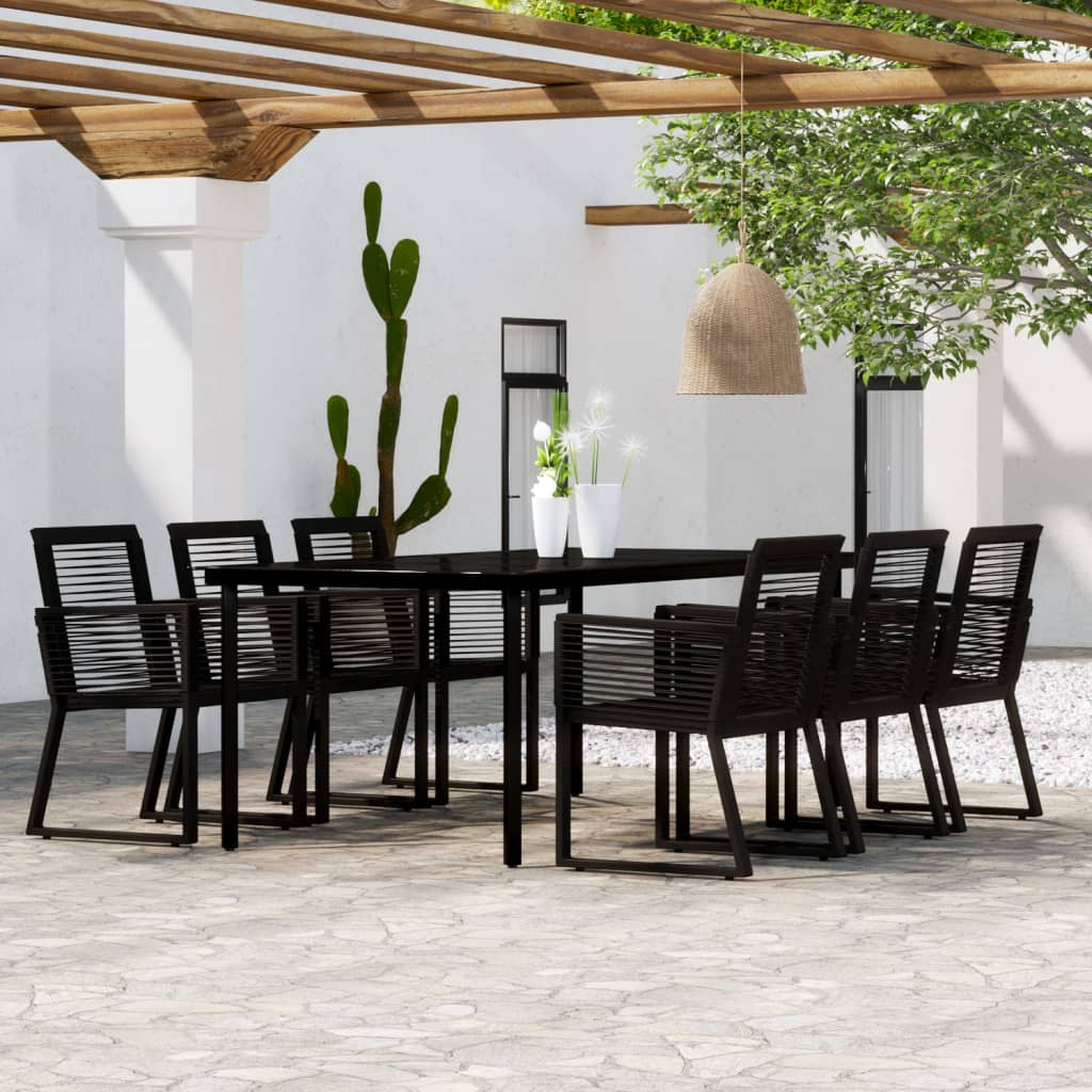 vidaXL 7 Piece Patio Dining Set Black - Outdoor Furniture