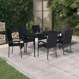 vidaXL 7 Piece Patio Dining Set Black - Outdoor Furniture