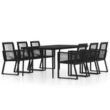 vidaXL 7 Piece Patio Dining Set Black - Outdoor Furniture