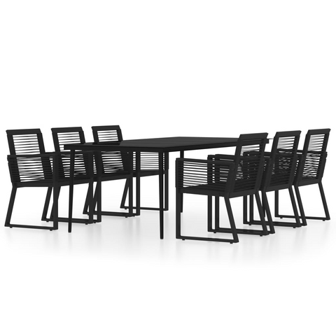 vidaXL 7 Piece Patio Dining Set Black - Outdoor Furniture