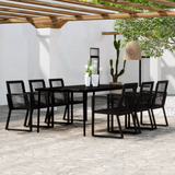 vidaXL 7 Piece Patio Dining Set Black - Outdoor Furniture