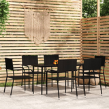 vidaXL 7 Piece Patio Dining Set Black - Outdoor Furniture