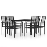 vidaXL 7 Piece Patio Dining Set Black - Outdoor Furniture