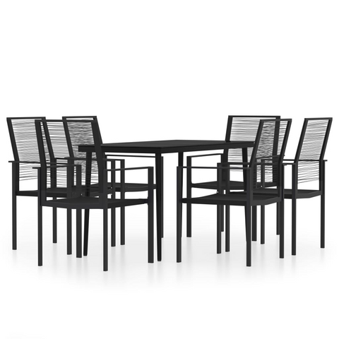 vidaXL 7 Piece Patio Dining Set Black - Outdoor Furniture