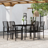 vidaXL 7 Piece Patio Dining Set Black - Outdoor Furniture