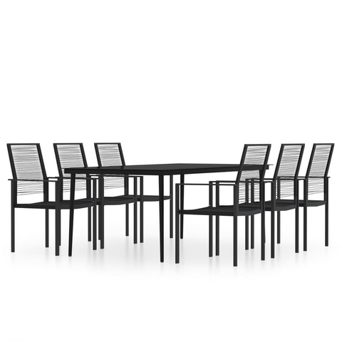 vidaXL 7 Piece Patio Dining Set Black - Outdoor Furniture