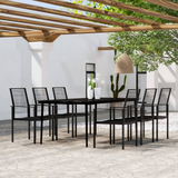 vidaXL 7 Piece Patio Dining Set Black - Outdoor Furniture