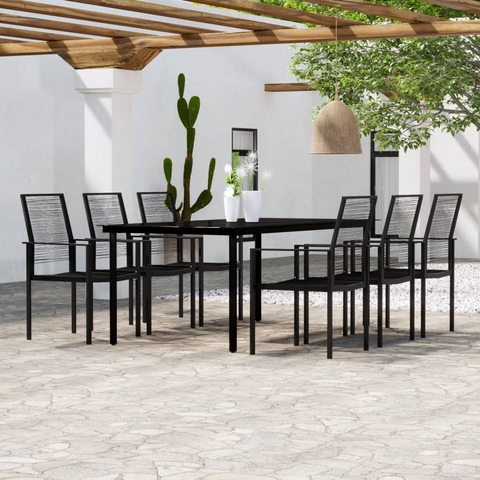 vidaXL 7 Piece Patio Dining Set Black - Outdoor Furniture