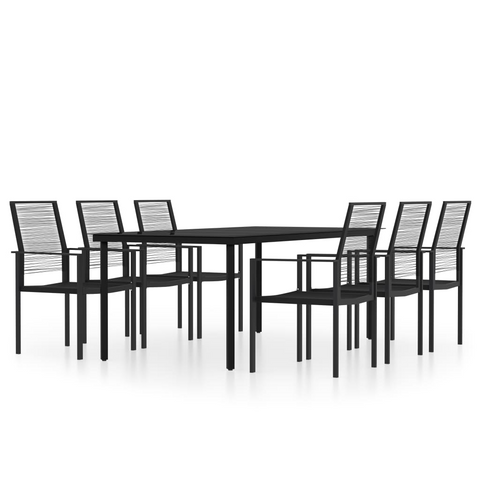 vidaXL 7 Piece Patio Dining Set Black - Outdoor Furniture