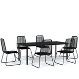 vidaXL 7 Piece Patio Dining Set Black - Outdoor Garden