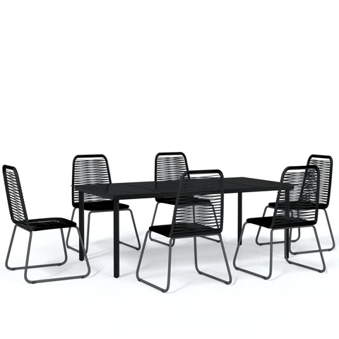 vidaXL 7 Piece Patio Dining Set Black - Outdoor Garden