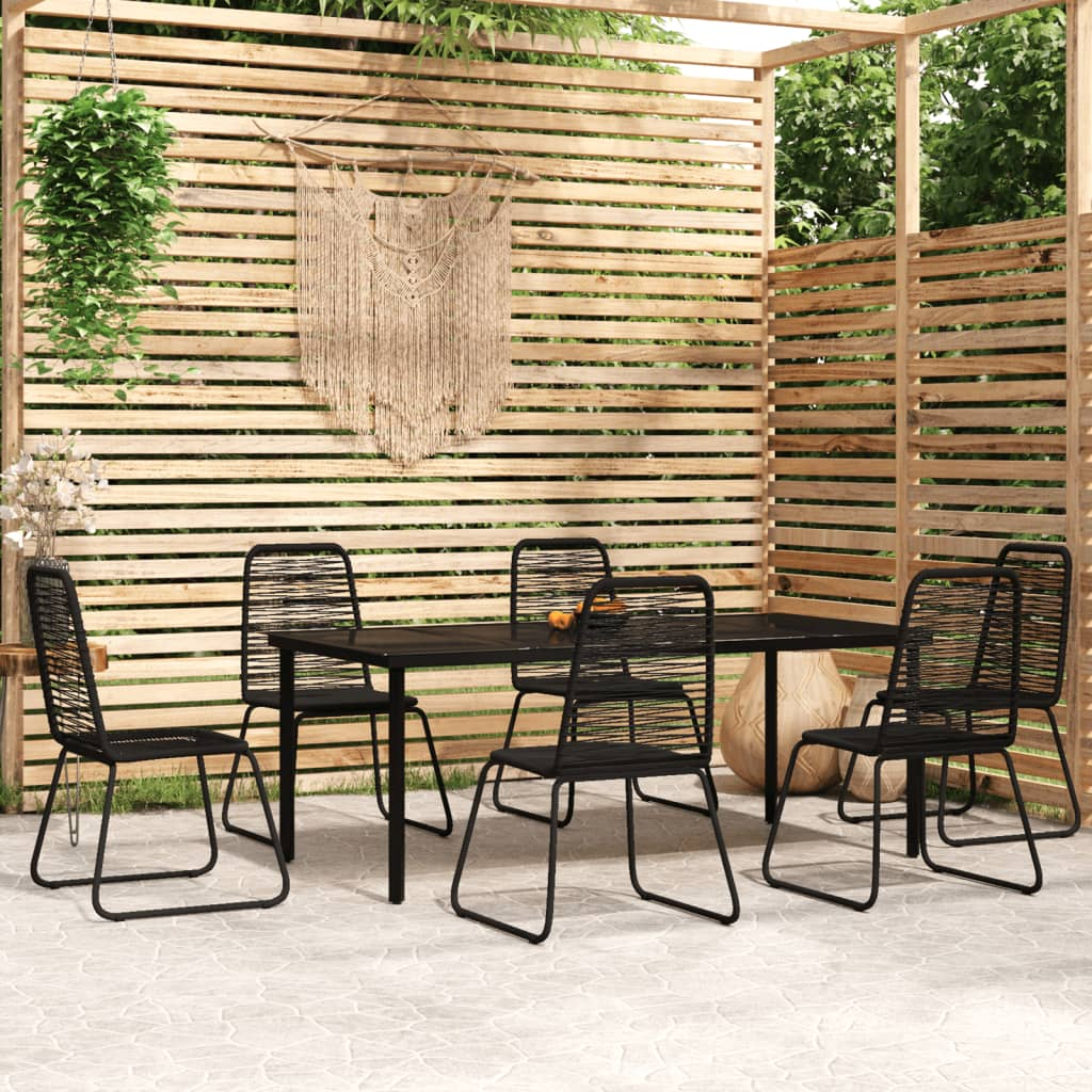 vidaXL 7 Piece Patio Dining Set Black - Outdoor Garden