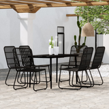 vidaXL 7 Piece Patio Dining Set Black - Outdoor Garden